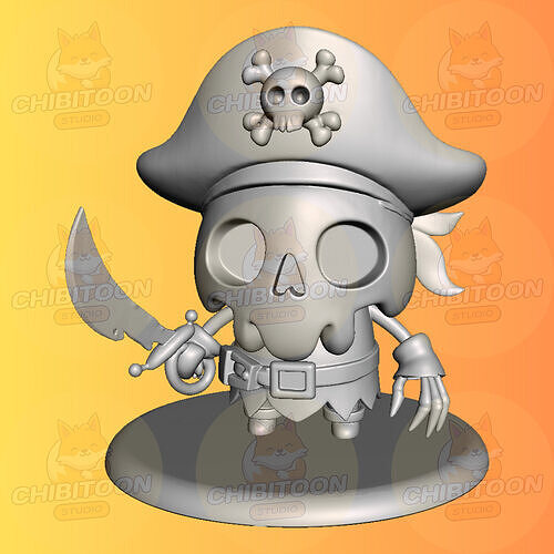 Captain Bone The Skeletal Pirate of the Seven Seas Chibi Kawaii 3D print model