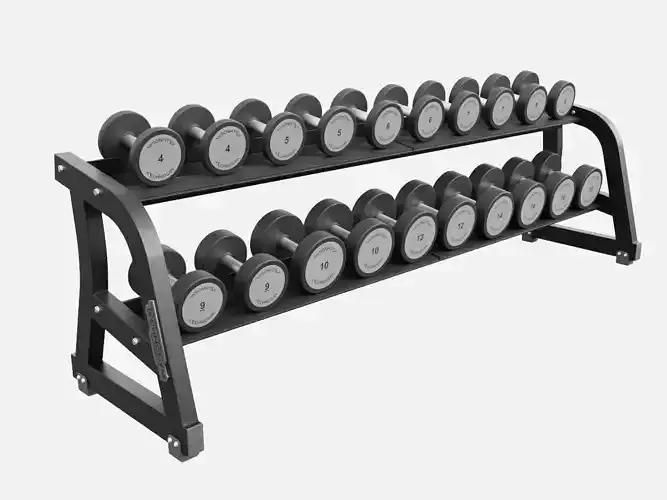 TECHNOGYM Dumbbell Rack 3D Model - Gym Fitness Equipment