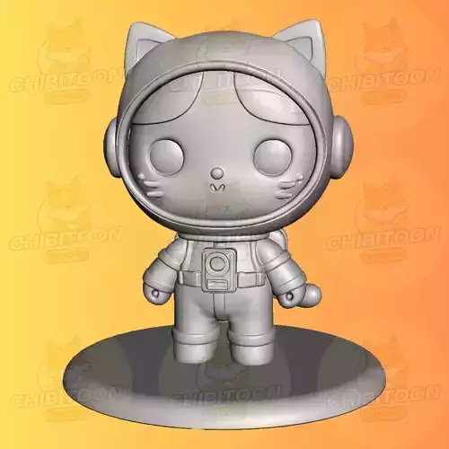 AstroKitty The Cosmic Kitten of the Universe Chibi Kawaii 3D print model
