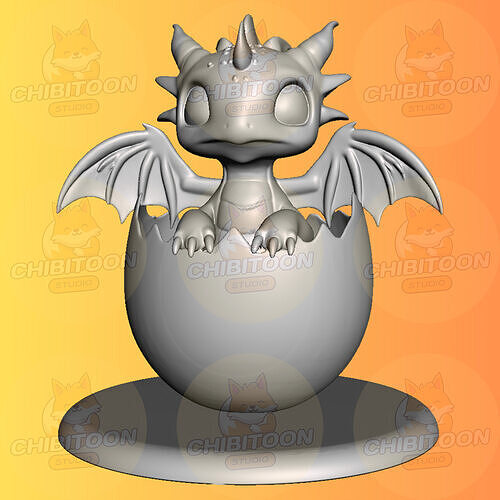 Axu Baby Dragon Hatchling Chibi Kawaii 3D print model