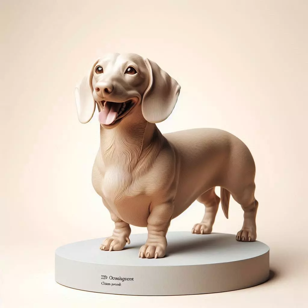 802 Laughing Dachshund 3D Printed Ivory Style Statue 3D print model_0