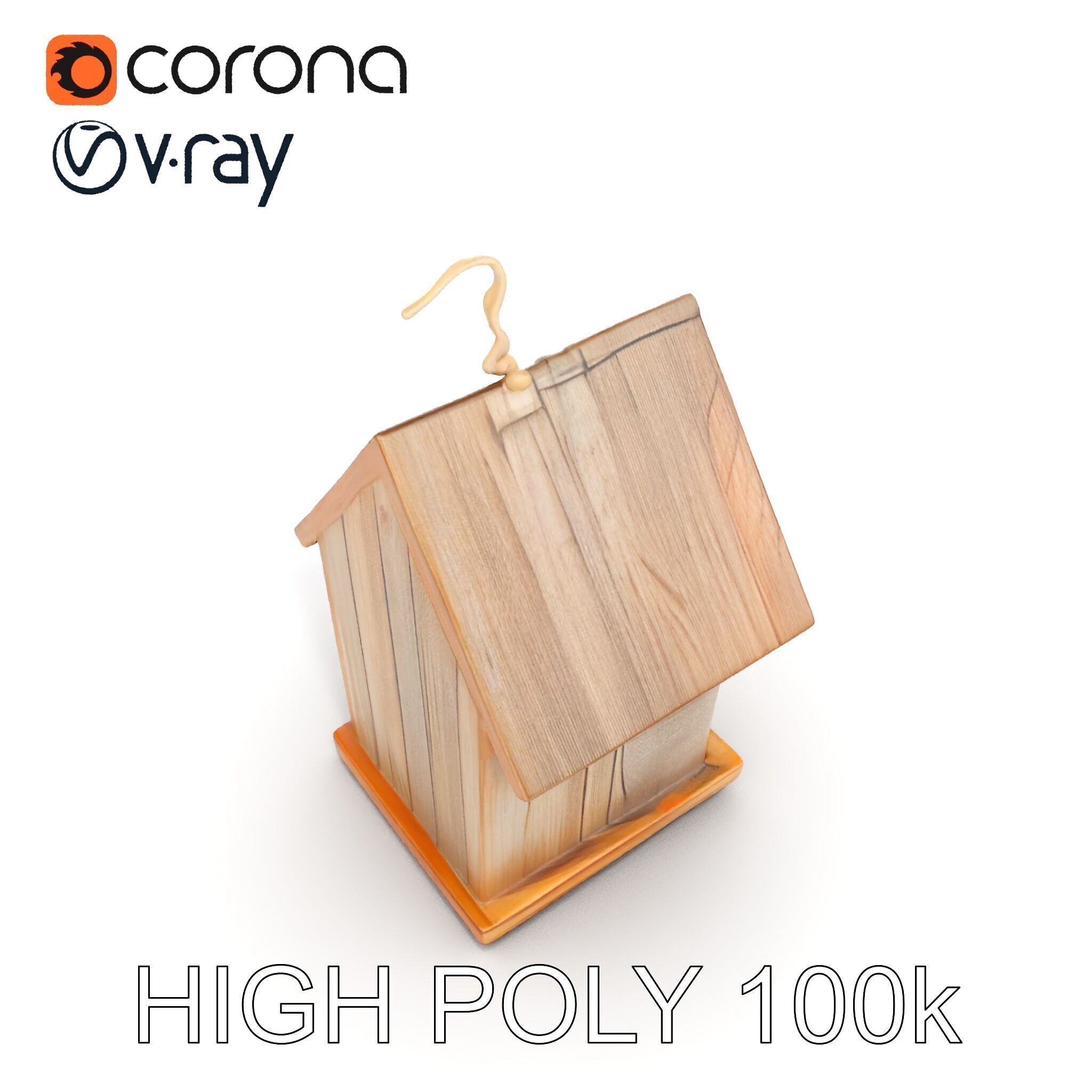 Wooden Birdhouse D Model Pack Low-poly 3D model_10