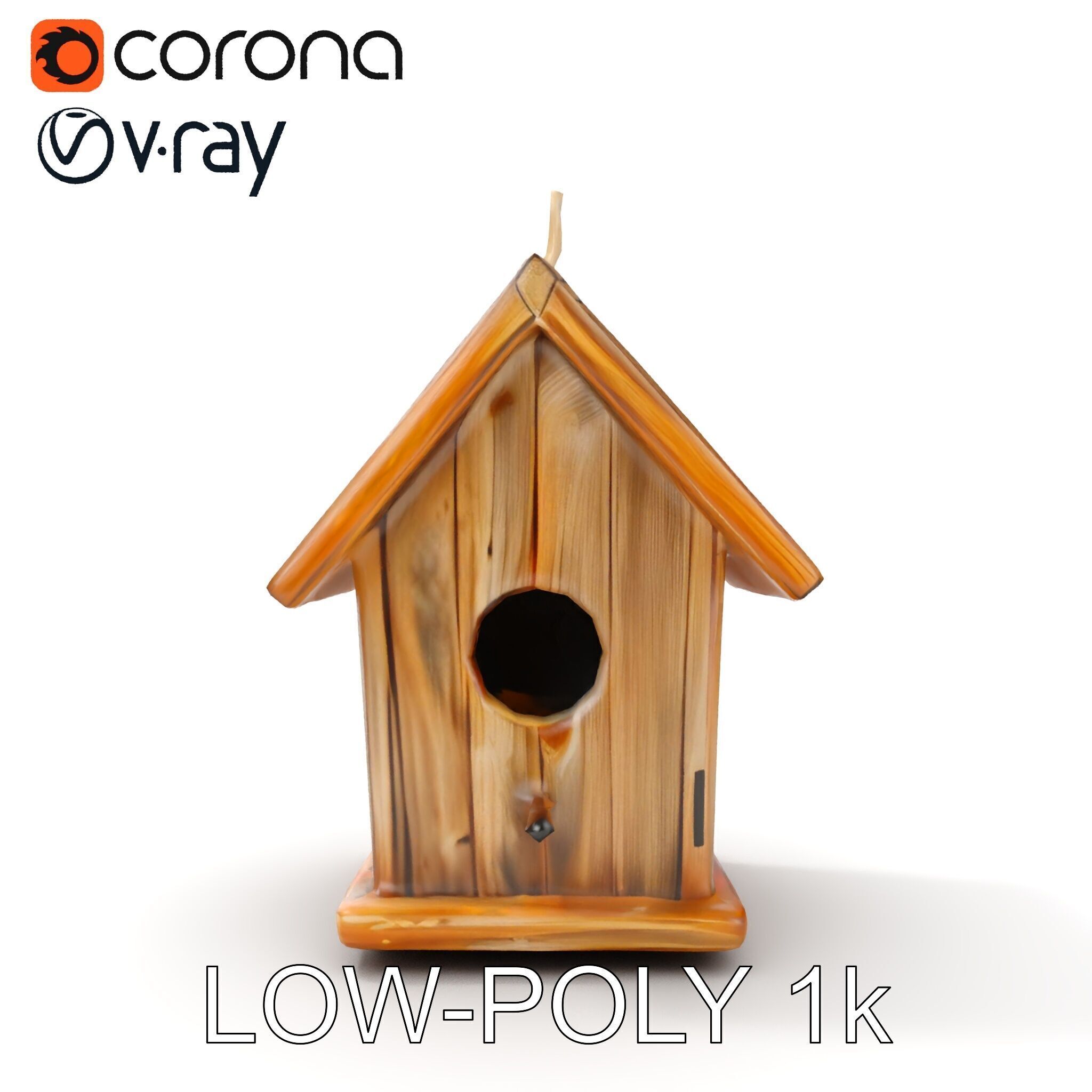 Wooden Birdhouse D Model Pack Low-poly 3D model_12