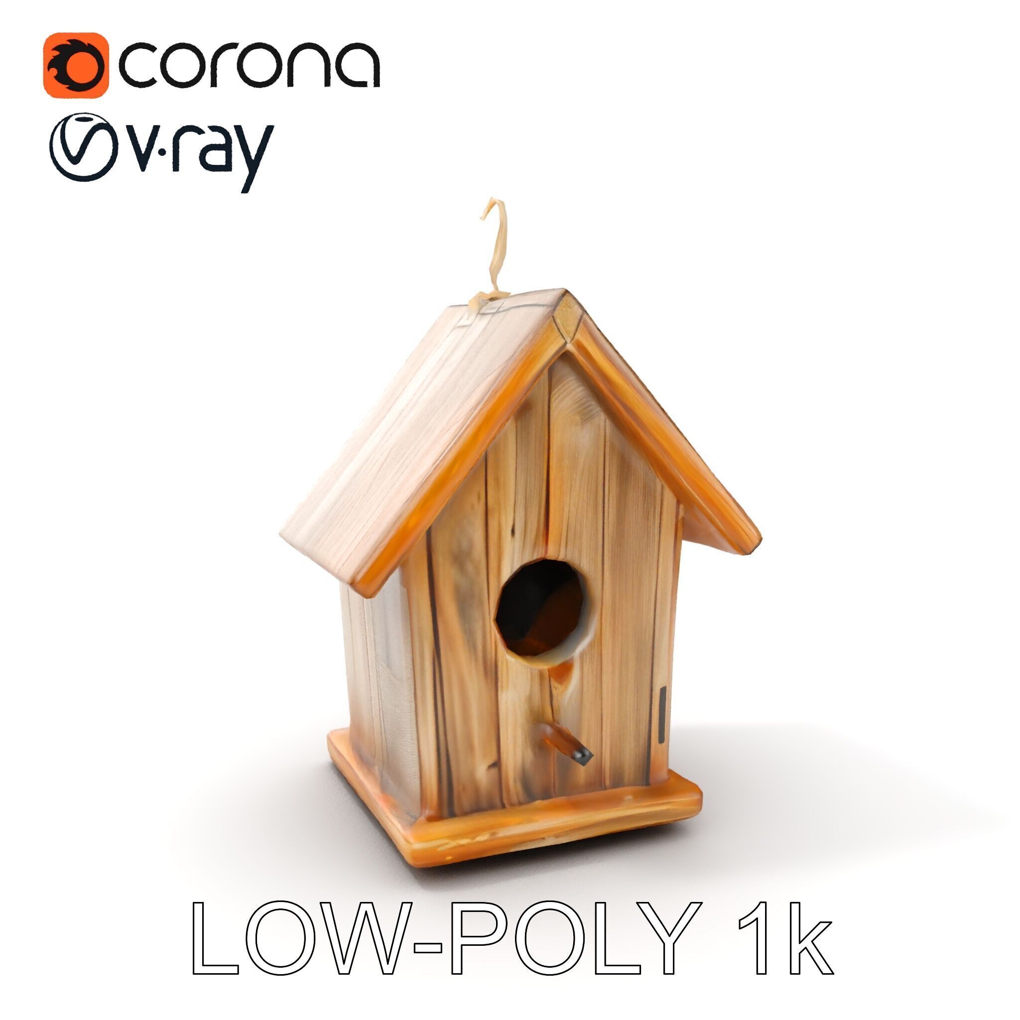 Wooden Birdhouse D Model Pack Low-poly 3D model_7