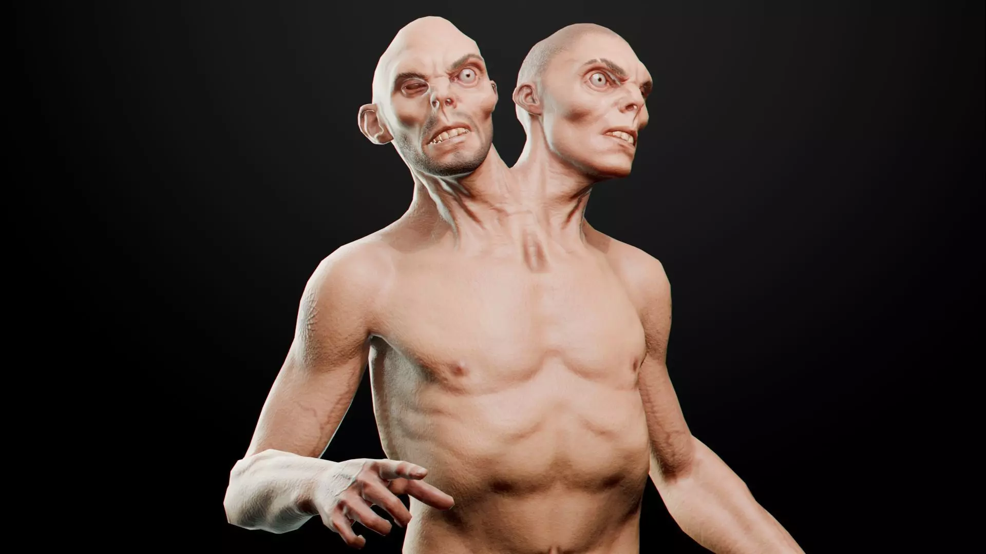 Mutant Two Head Low-poly 3D model