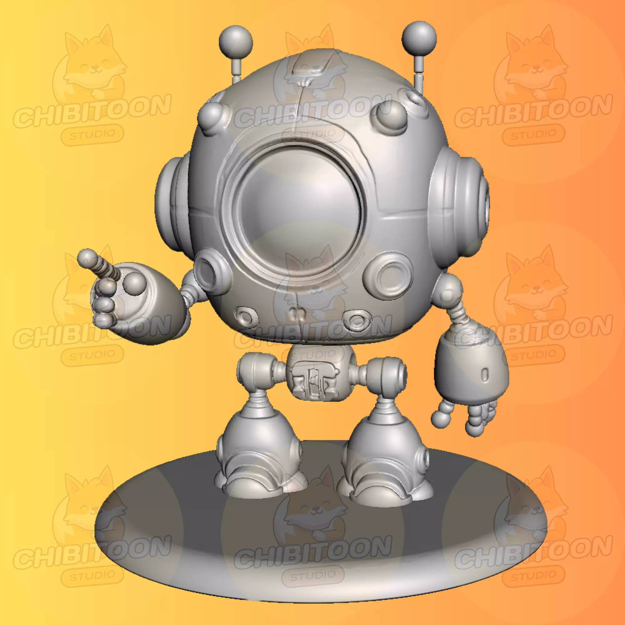 Byte-X The Tiny Square-Bot with a Big Heart Chibi Kawaii 3D print model_0