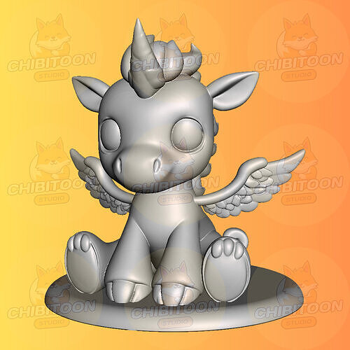 Dreamee The Tiny Winged Unicorn of Dreams Chibi Kawaii 3D print model