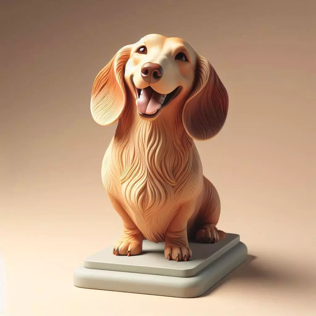 803 Laughing Dachshund  3D Printed Ivory Style   Statue 3D print model_0