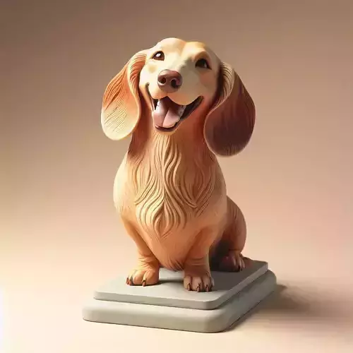 803 Laughing Dachshund  3D Printed Ivory Style   Statue