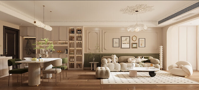 French Creamy Style Restaurant 3D model