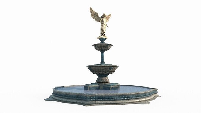 Park Decoration Architecture Angel Statue Fountain 3D model