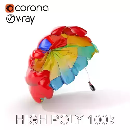 Vibrant Parachute Model Pack for Interactive Graphics Low-poly 3D model