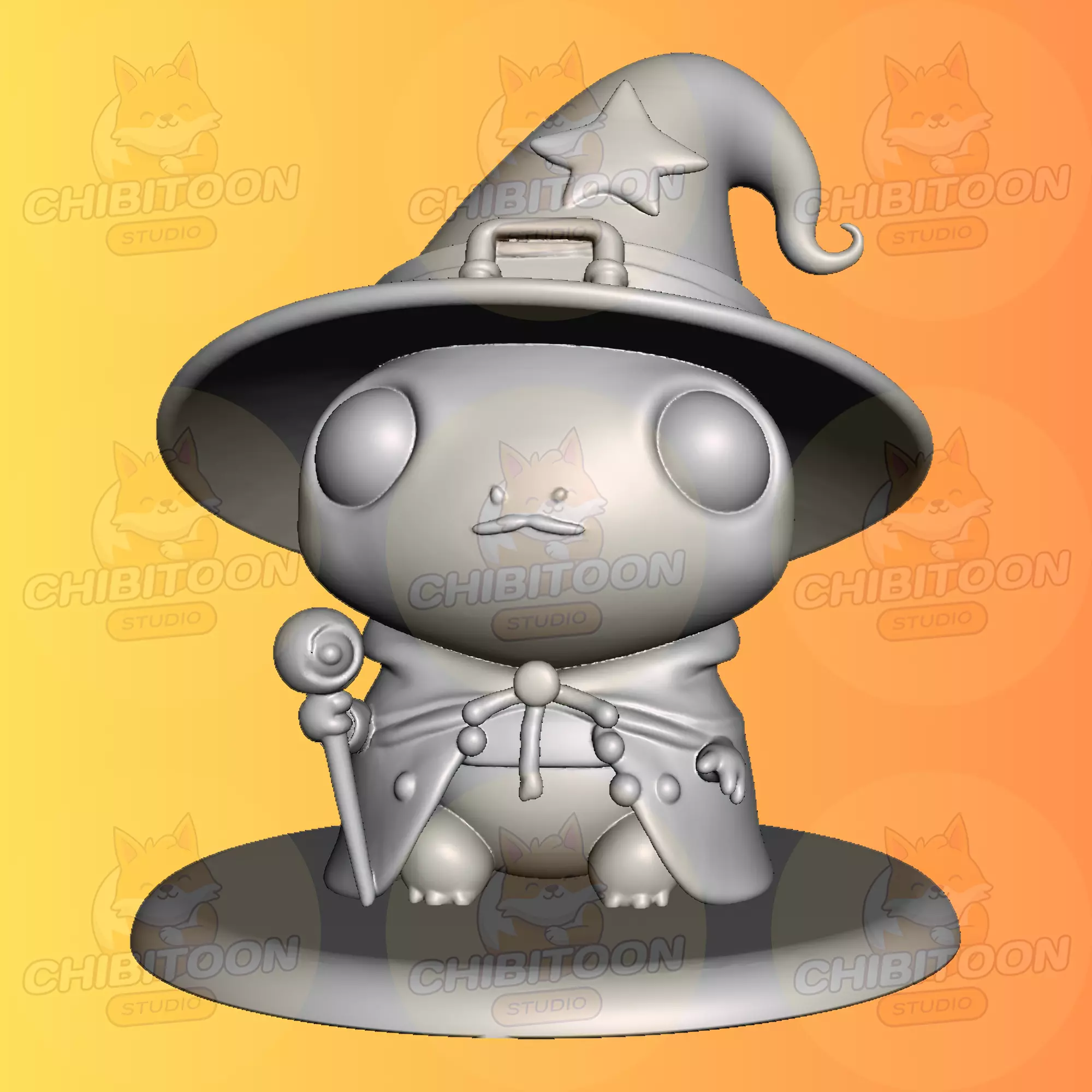 Froggle The Enchanted Frog Mage Chibi Kawaii 3D print model_0