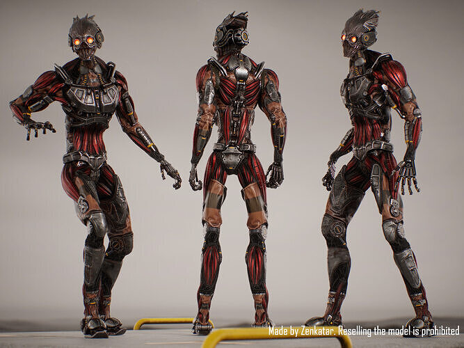 Game-Ready Horror Robot Low-poly 3D model