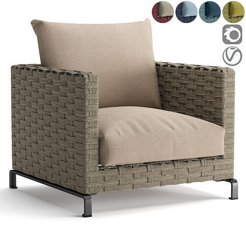 Ray Outdoor Fabric Armchair 3D model