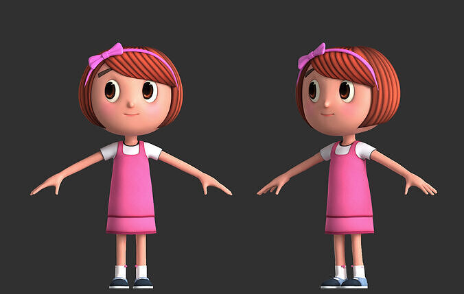 cartoon girl child 3D model