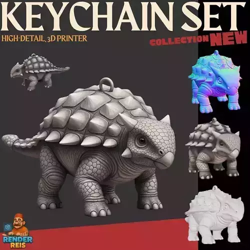 Cute Armored Ankylosaurus 3D Printable Dinosaur Keychain Model 3D print model