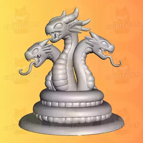 Calydra The Triple Serpent Hydra Chibi Kawaii 3D print model