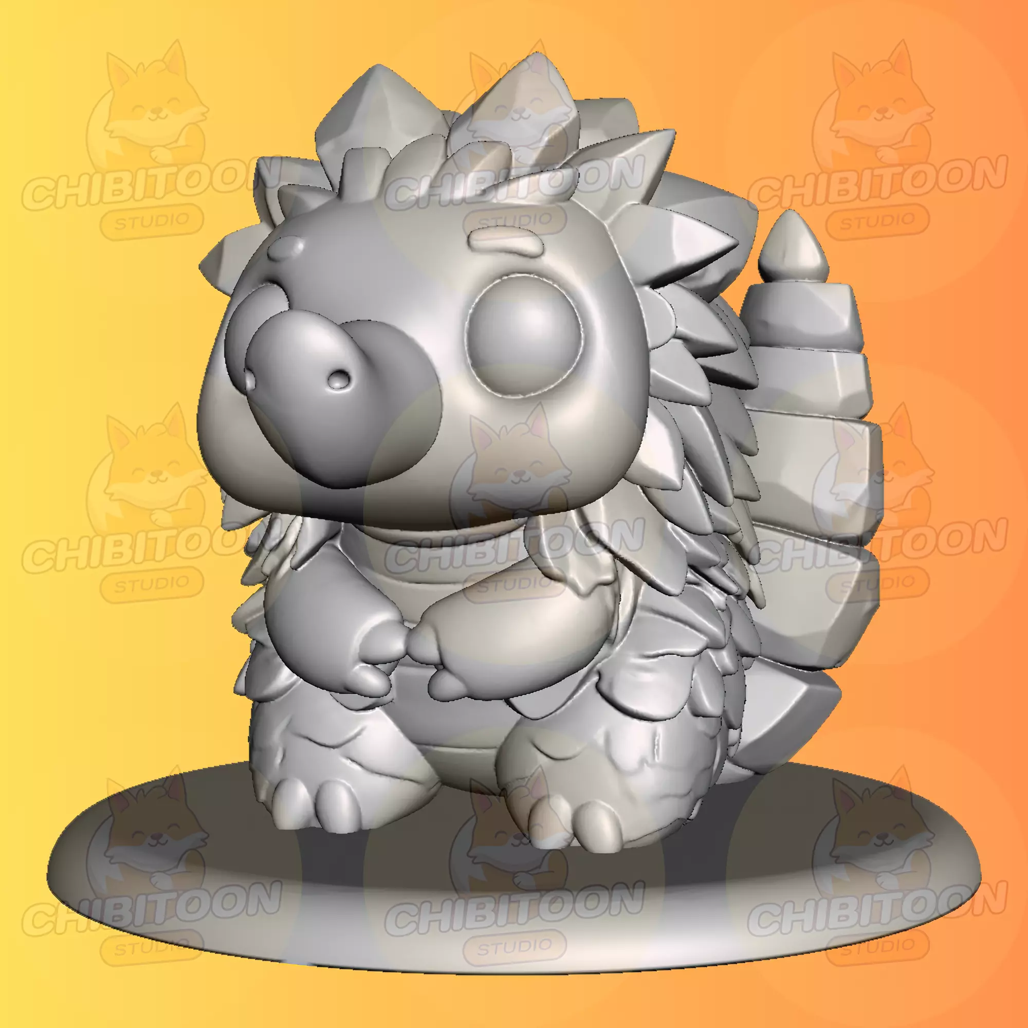 Pebblin The Rock Pangolin Chibi Kawaii 3D print model_0