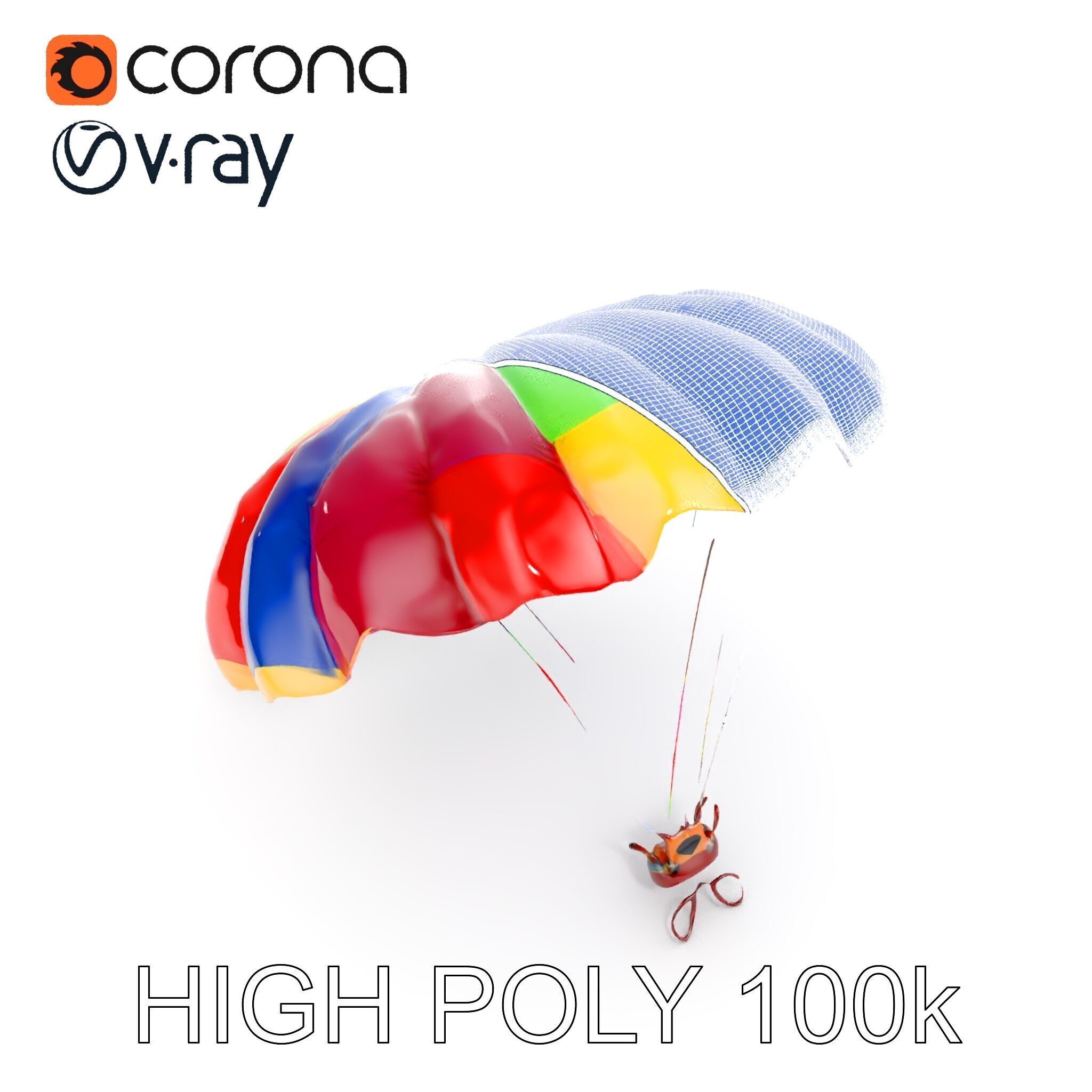 Colorful Parachute D Model Pack Low-poly 3D model_33