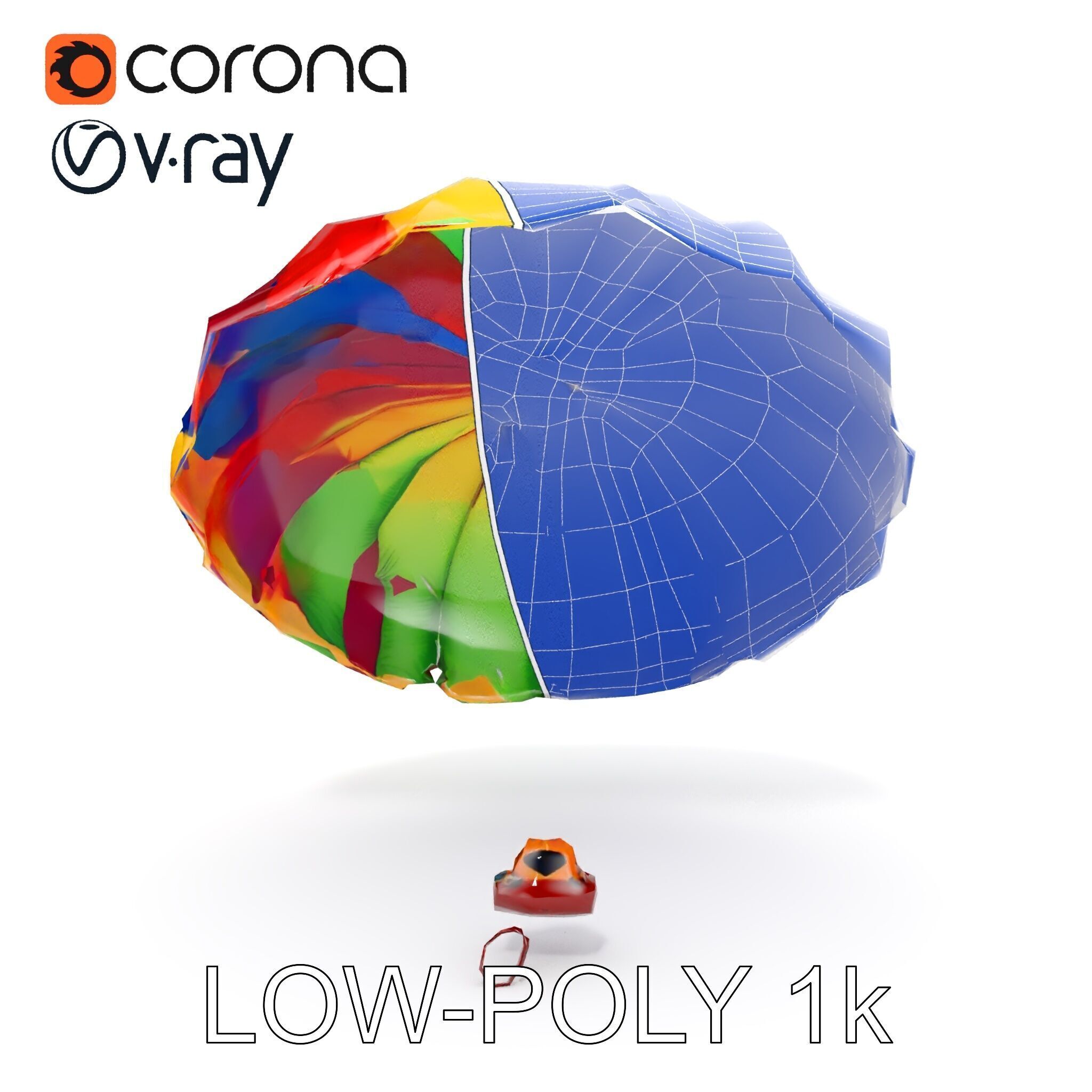 Colorful Parachute D Model Pack Low-poly 3D model_16