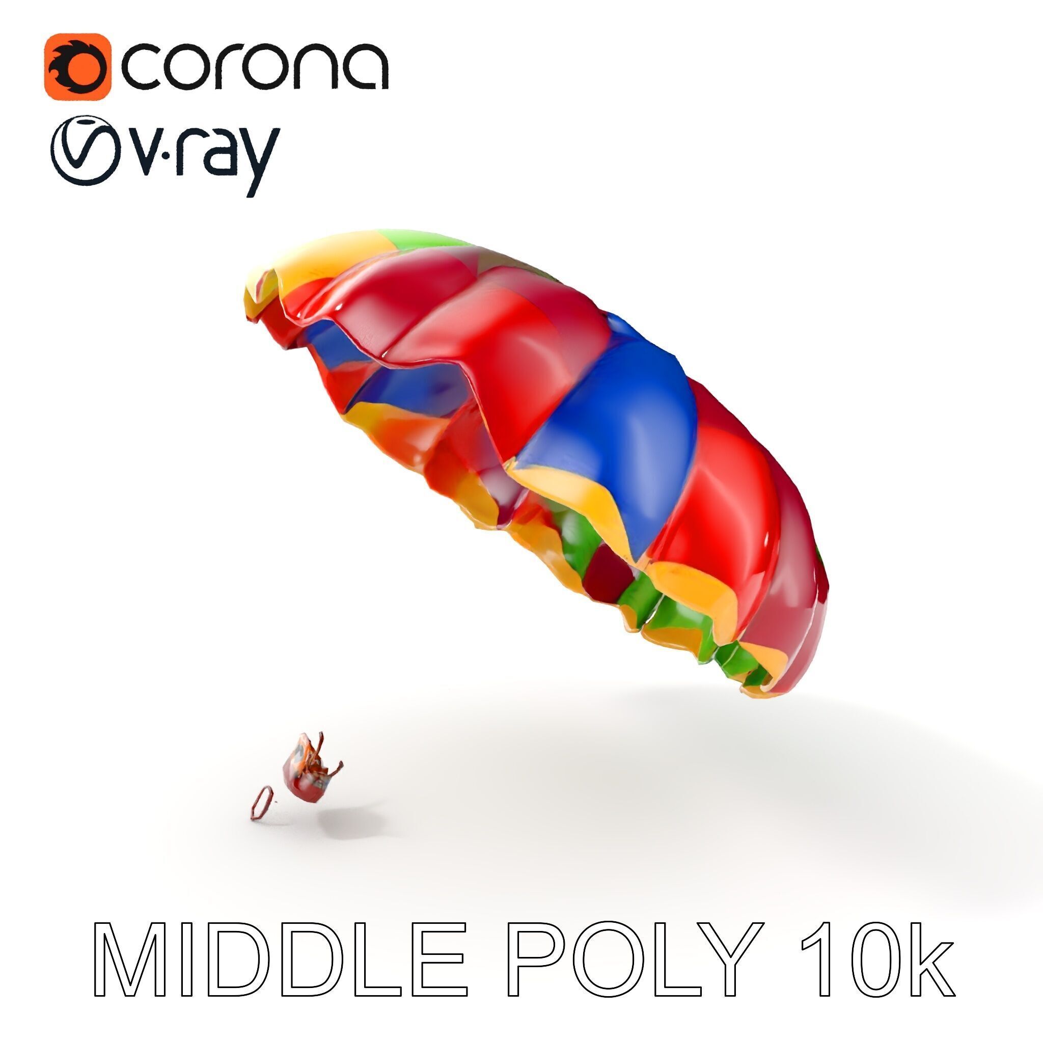 Colorful Parachute D Model Pack Low-poly 3D model_7