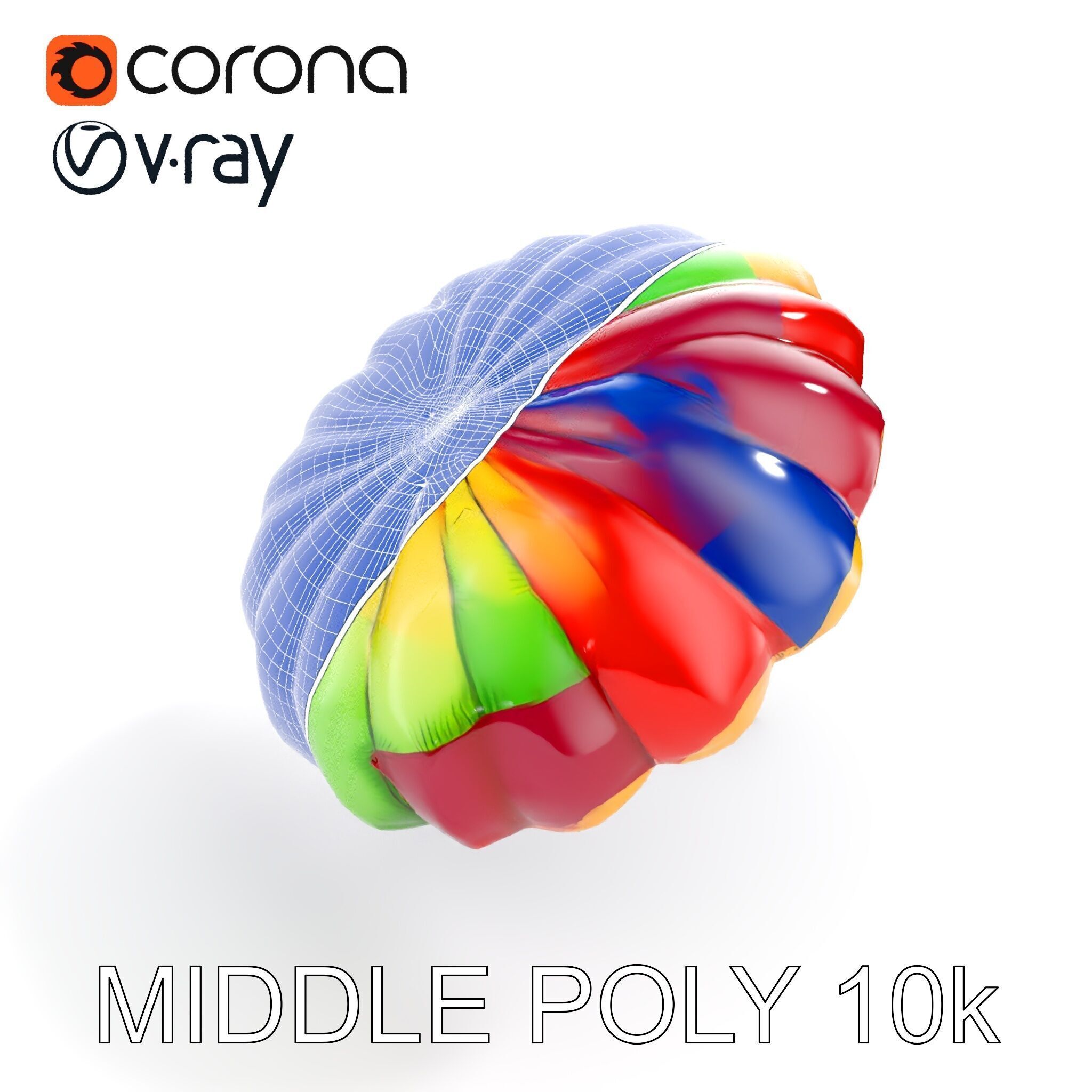 Colorful Parachute D Model Pack Low-poly 3D model_21