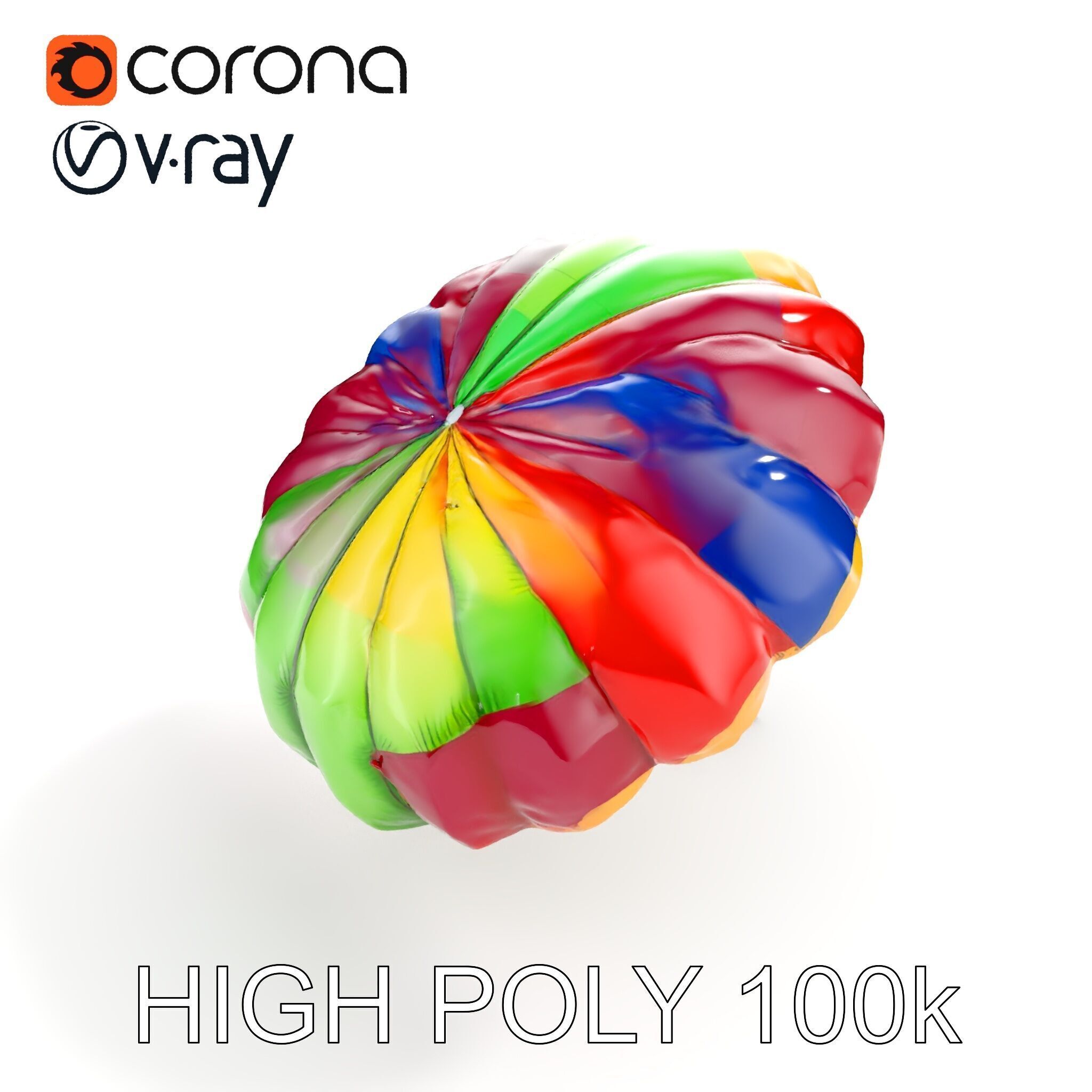 Colorful Parachute D Model Pack Low-poly 3D model_20