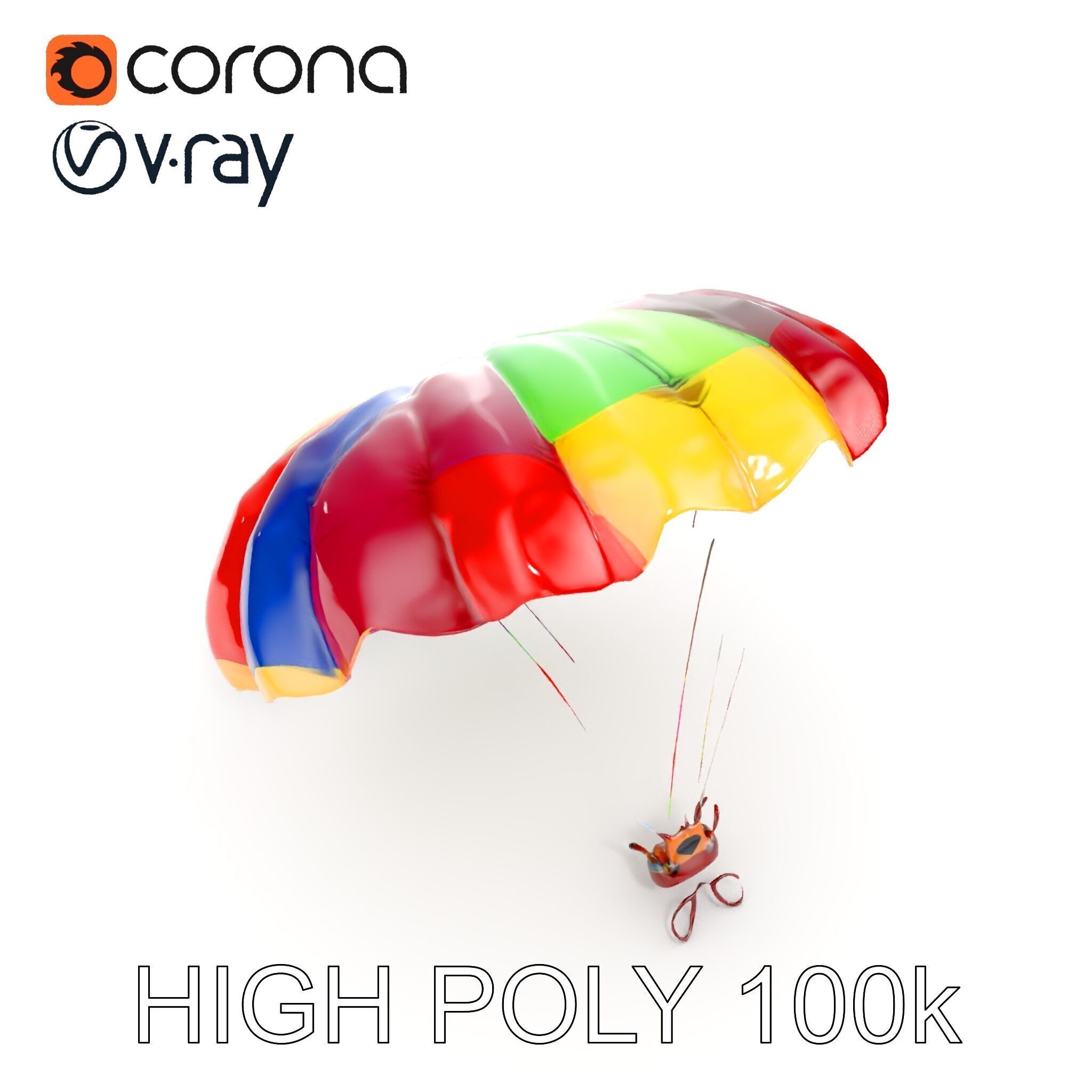 Colorful Parachute D Model Pack Low-poly 3D model_11