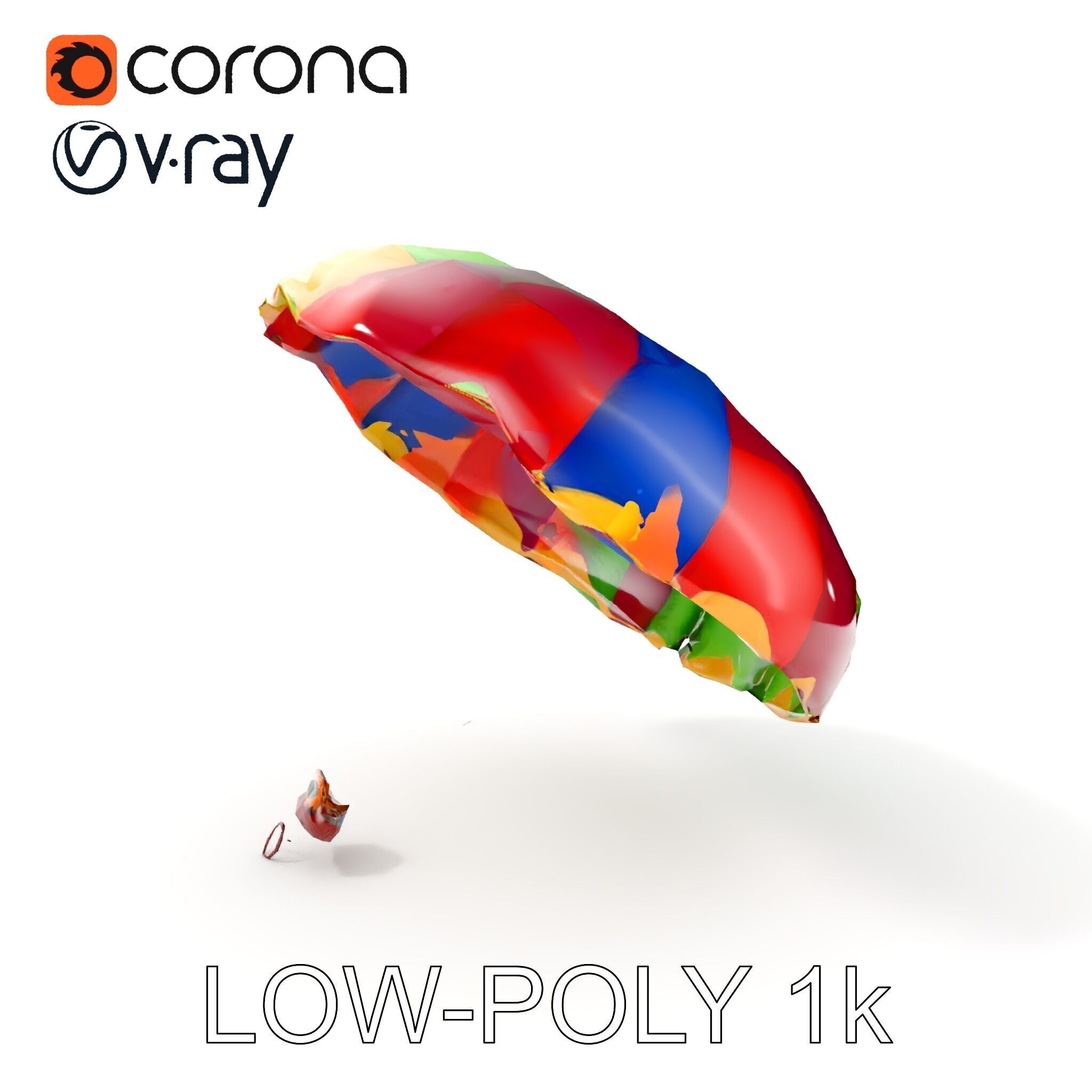 Colorful Parachute D Model Pack Low-poly 3D model_8