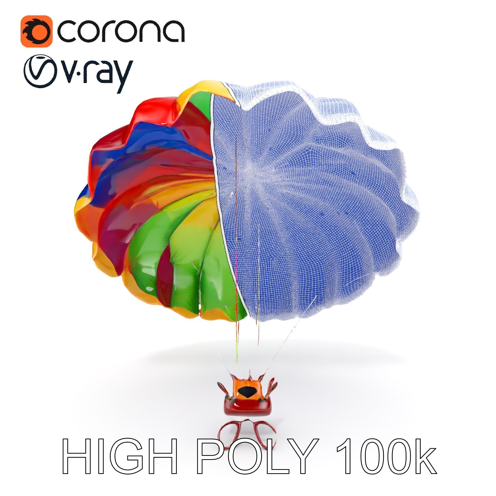 Colorful Parachute D Model Pack Low-poly 3D model_28