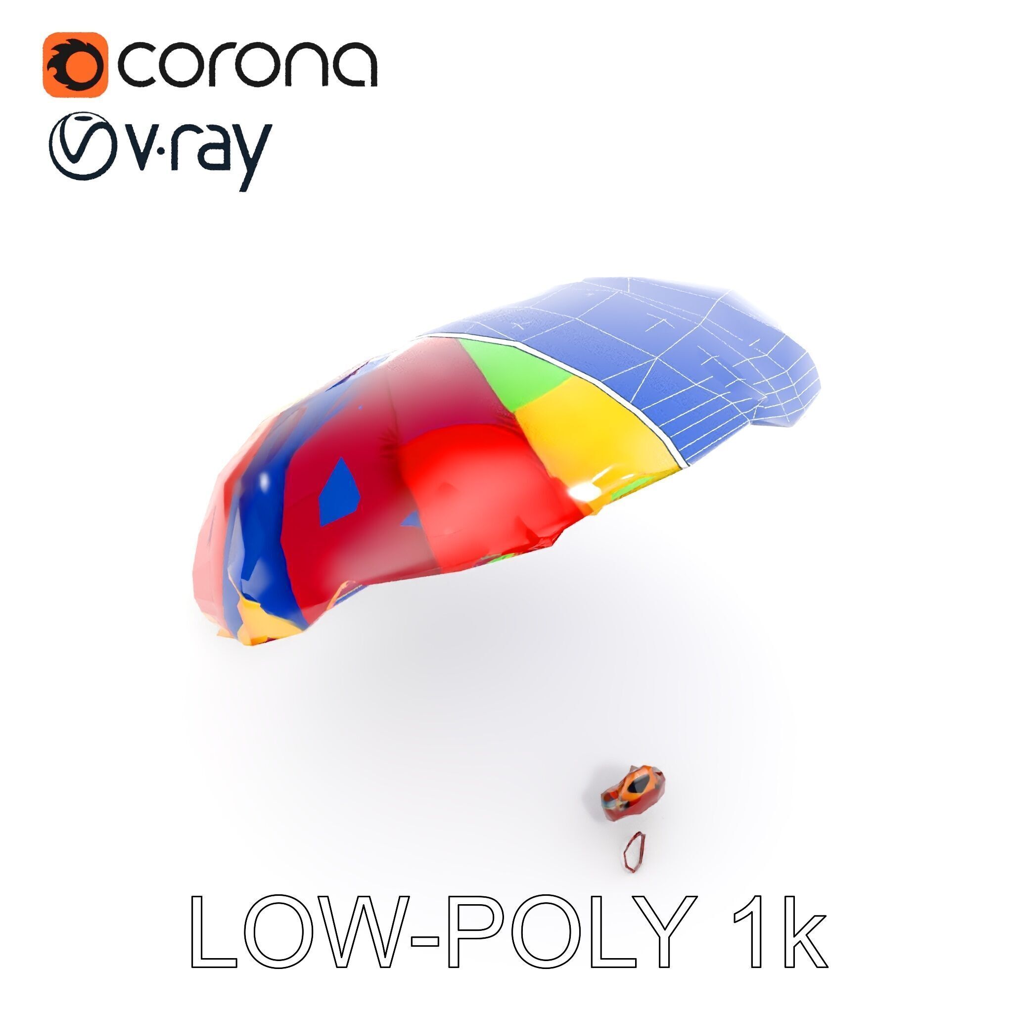 Colorful Parachute D Model Pack Low-poly 3D model_22