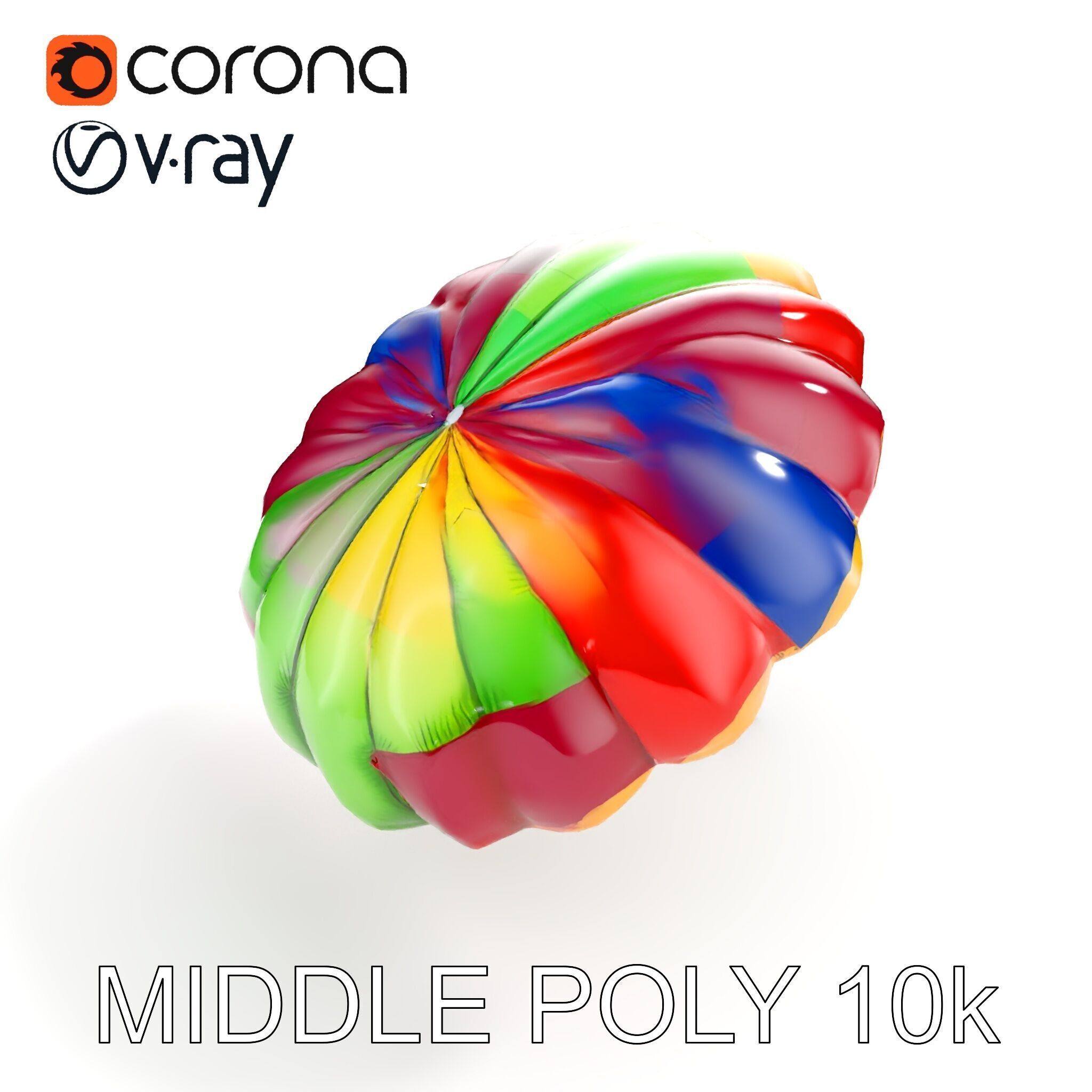 Colorful Parachute D Model Pack Low-poly 3D model_9