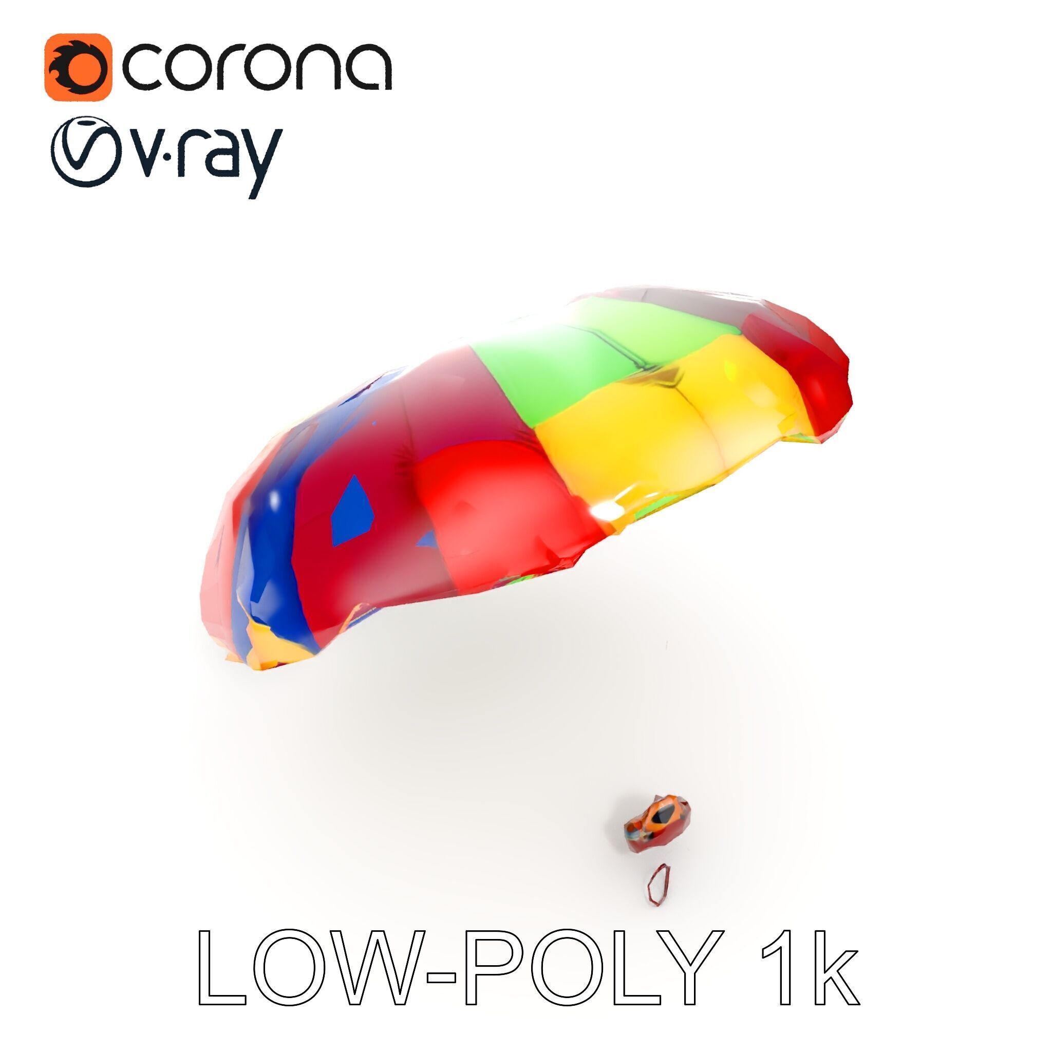 Colorful Parachute D Model Pack Low-poly 3D model_10