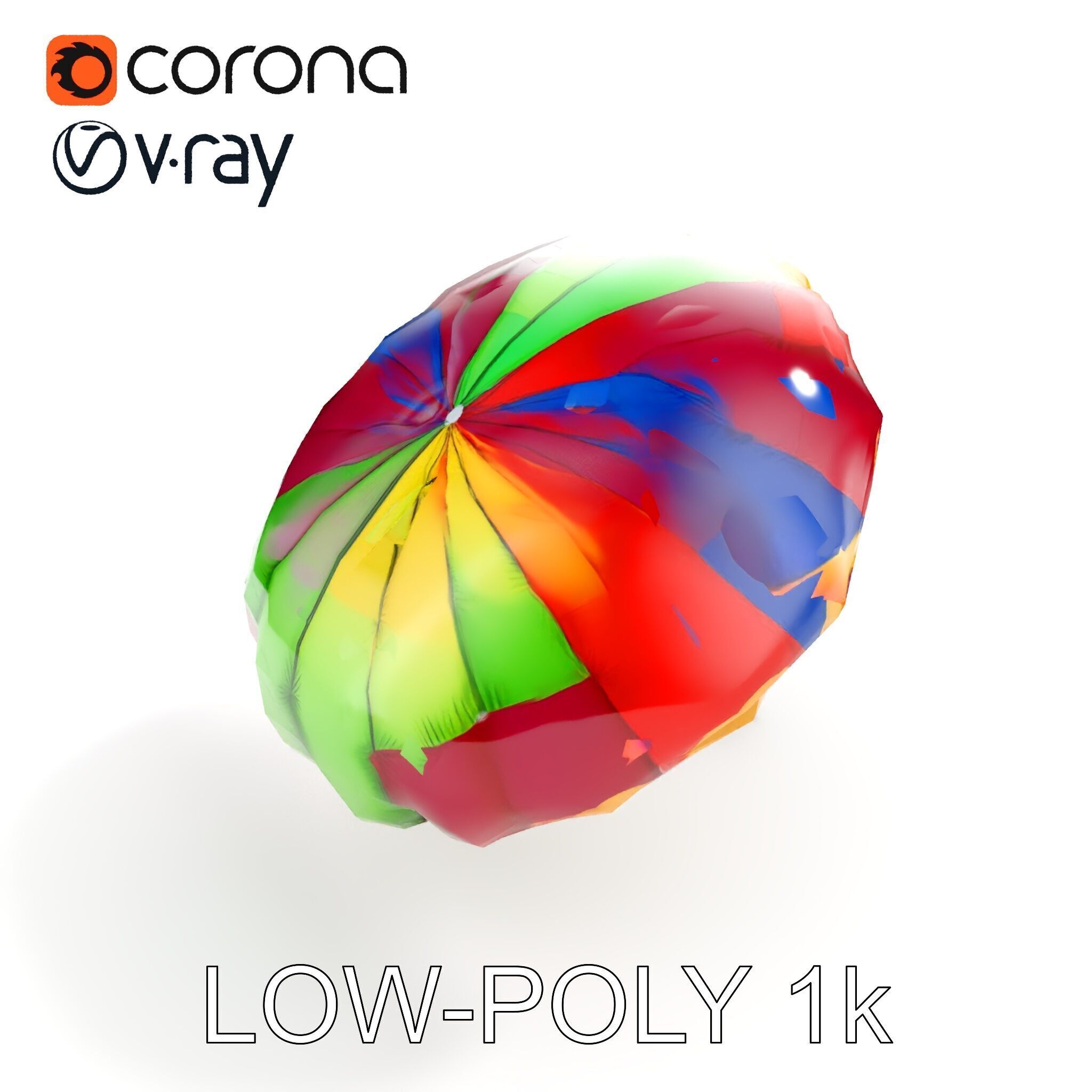Colorful Parachute D Model Pack Low-poly 3D model_13
