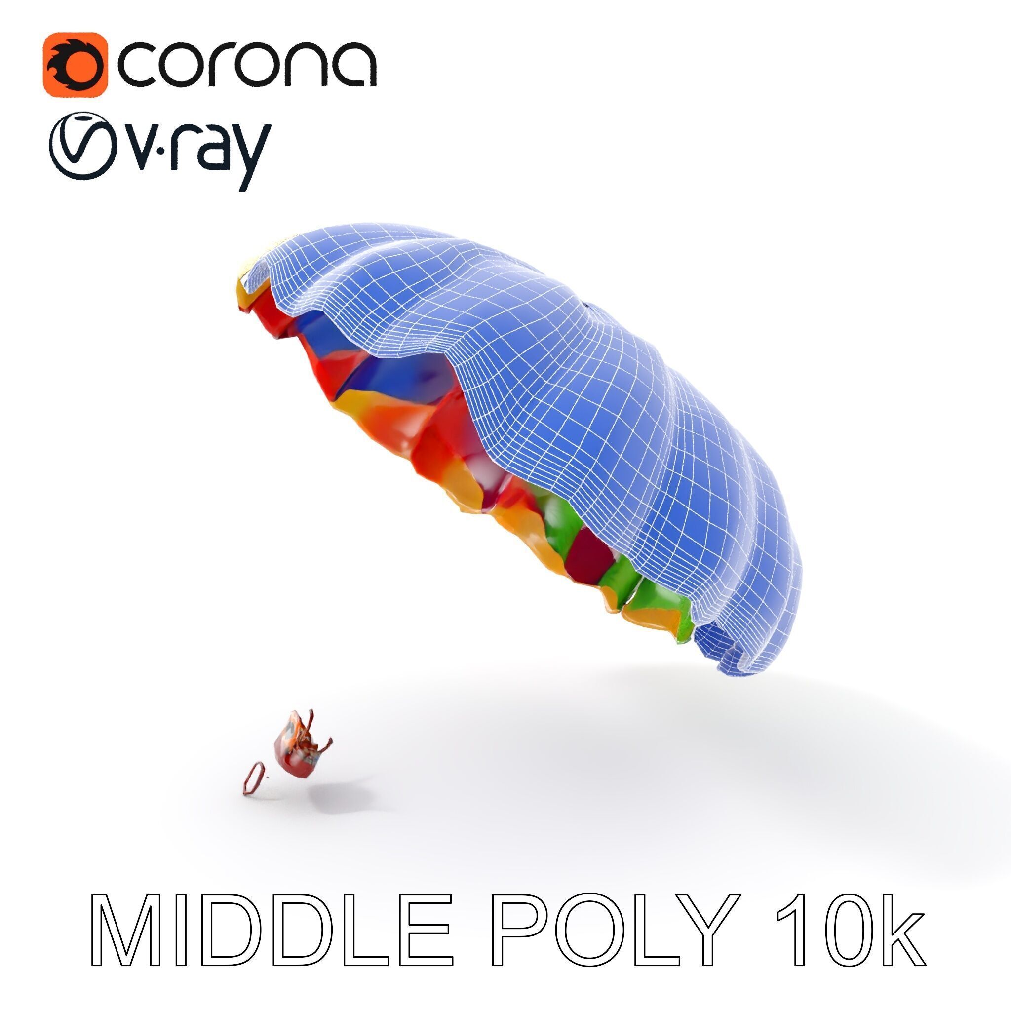 Colorful Parachute D Model Pack Low-poly 3D model_15