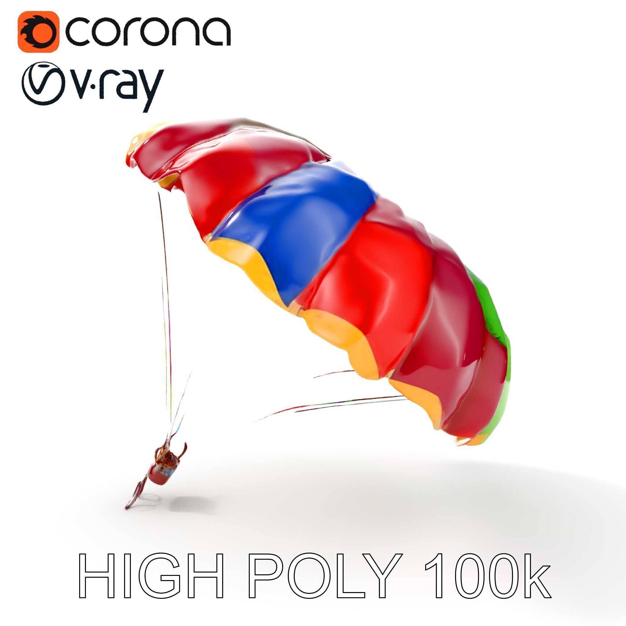 Colorful Parachute D Model Pack Low-poly 3D model_17