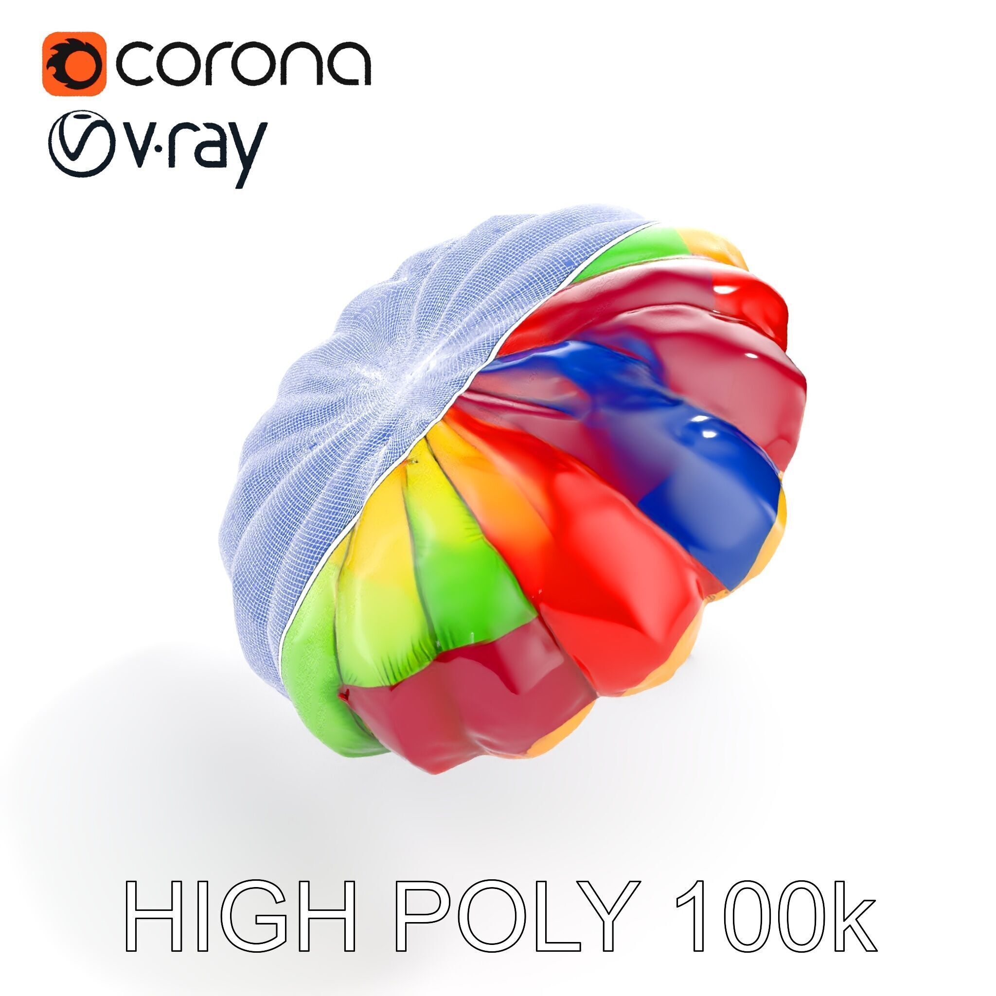 Colorful Parachute D Model Pack Low-poly 3D model_25