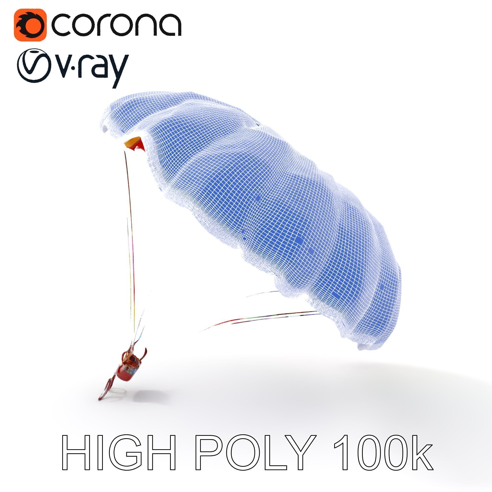 Colorful Parachute D Model Pack Low-poly 3D model_36