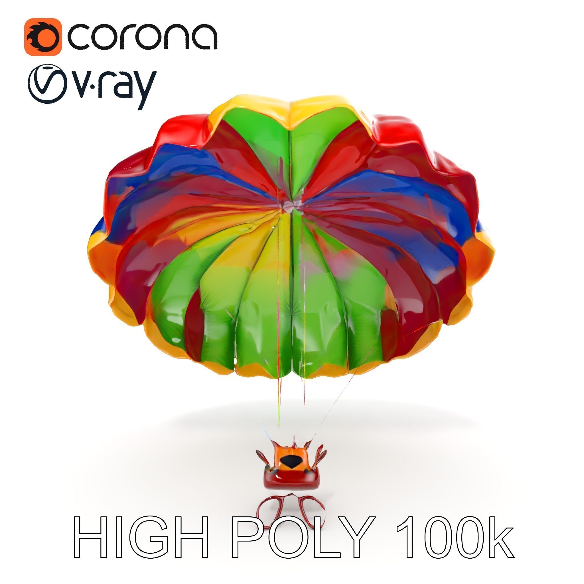 Colorful Parachute D Model Pack Low-poly 3D model_14