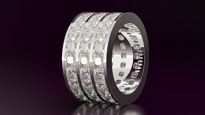 3line channel set cushion square eternity band 54EU size 3D print model