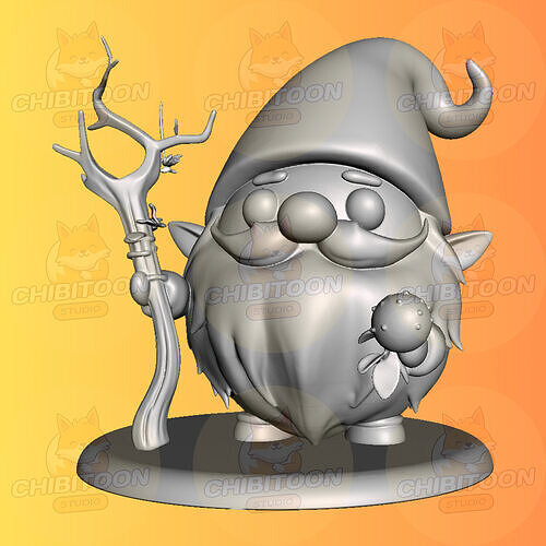 Tibbo The Woodland Gnome Guardian Chibi Kawaii 3D print model