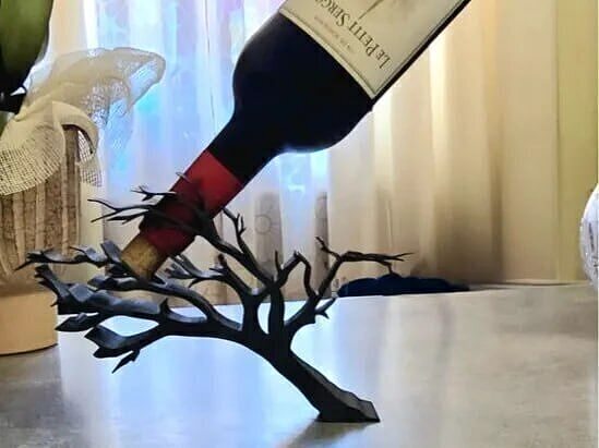 Tree-Style Wine Bottle Holder STL Rustic Branch Display Rack Low-poly 3D model