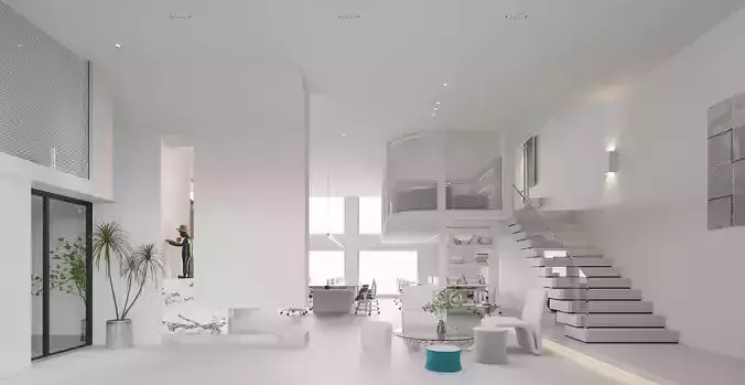 Office reception lobby interior scene