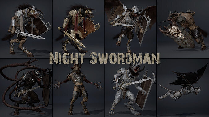 Night Swordman Low-poly 3D model