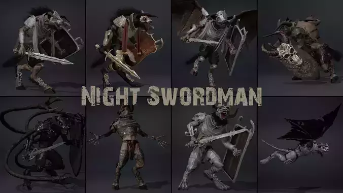 Night Swordman Low-poly 3D model