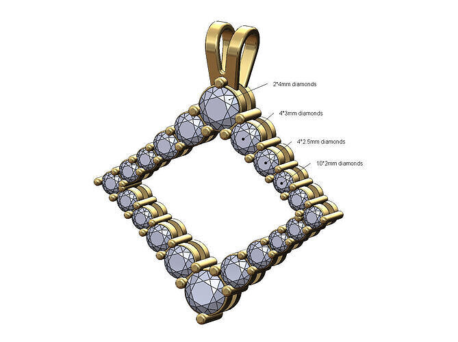 Open diamond rhombus frame pendant 3D print model