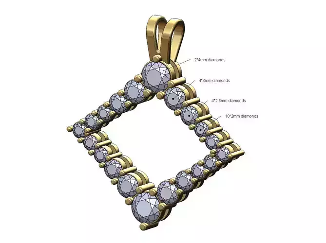 Open diamond rhombus frame pendant