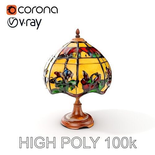 Stained Glass Table Lamp Model Pack Low-poly 3D model
