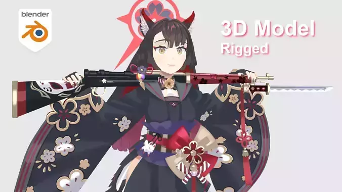 Kosaka Wakamo - Game Character 3D model  3D model